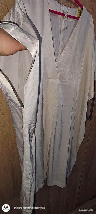 enigma haljine: H&M XL (EU 42), color - Beige, Oversize, Short sleeves — 4