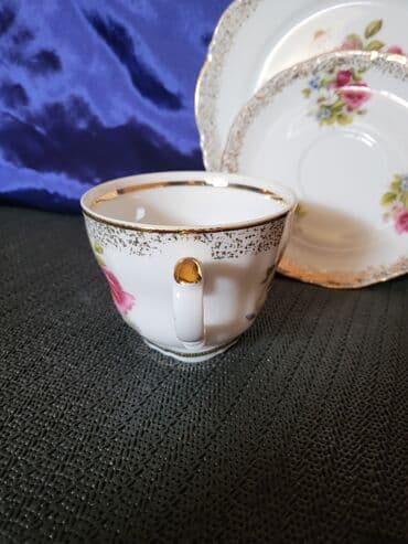 solje za caj: Set 1950g+ Mitterteich porcelan Bavaria. Trodelni set,sve na njemu — 5