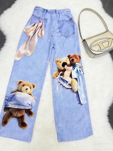 žute pantalone: ❤️Ženske široke pantalone sa printom medvedića
✅2400 din — 8