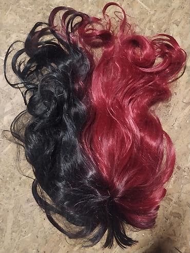 sako l: Perika dugačka,polukovrdžava,crveno - crna,ima šiške,prelepa — 4