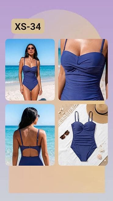 champion trenerke komplet: Jednodelni kupaći kostim – model XS=34 - Boja: tamno plava - Kroj — 1