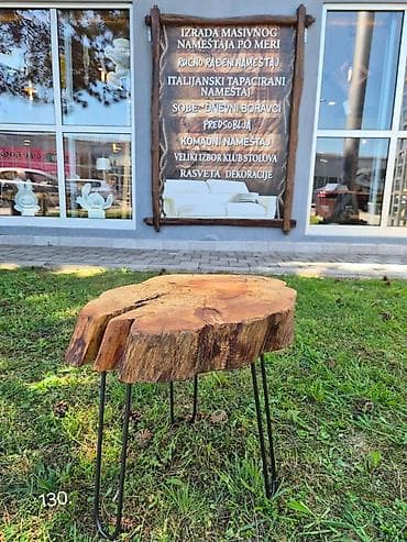 jysk sto za kompjuter: Klub sto napravljen od unikatnog panja Dimenzije: 53x45 H 43 Debljina — 1