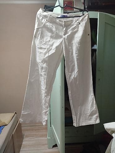 Pantalone: Ženske letnje pantalone – AJC, bela boja - Kroj: ravan/širi nogavice — 4