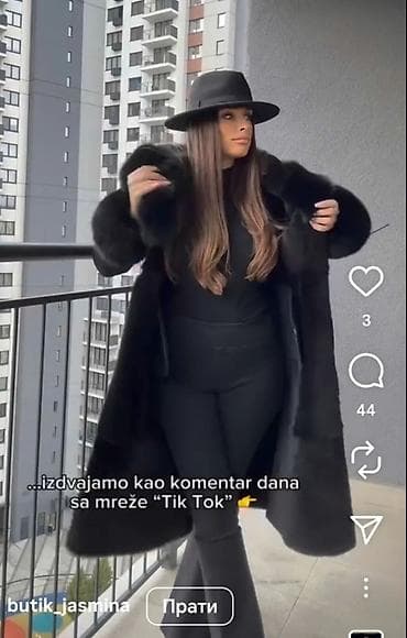 mona torbe crne: Elegantni dugi crni monton sa raskošnim krznom Polarne lisice - — 5