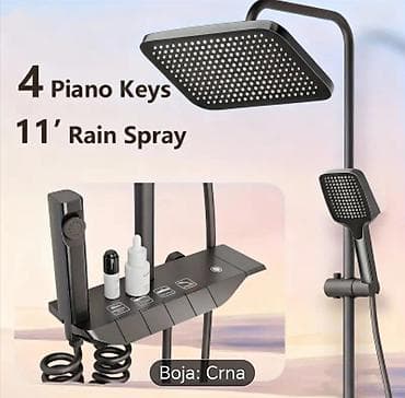 Kuhinjska oprema: Tuš sistem 4-u-1 – boja: crna - Gornja “kišna” tuš ruža 11" za širok — 8