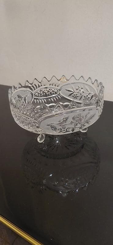 porcelansko posuđe: Set ukrasnih staklenih zdela/posuda na nožicama - Materijal: providno — 4