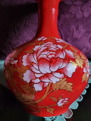 male ikebane za stolove cena: Vaza nova iz 40,50ih. jing dezen kineski porcelan zar crvene — 13