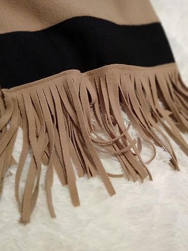 bata obuca sabac: Ženski kaput bez kopčanja u boji kamila, sa crnim kontrastnim pojasom — 2