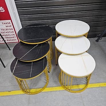 stilska vitrina: 🪑✨ Set modernih stolića MILANO – 3 komada – imitacija mermera ➡💰 — 7