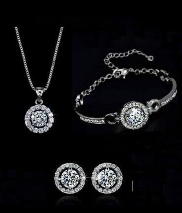 srebrna ogrlica sa krsticem: Set: Earrings, Bracelet, Necklace — 1