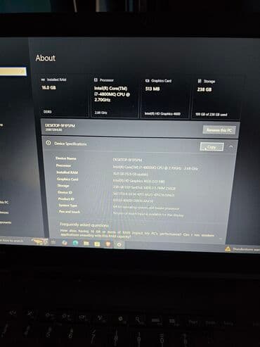 pec na drva polovne: Intel Core i7, 16 GB OZU, 15.6 " — 3