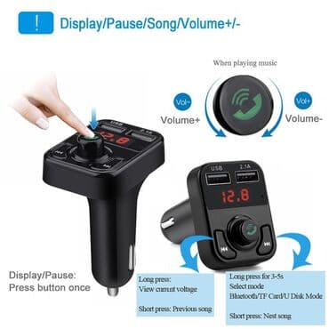 merac pritiska u gumama: V2 - Handsfree FM Bluetooth Auto Car Kit USB punjač MP3 Bežični — 9