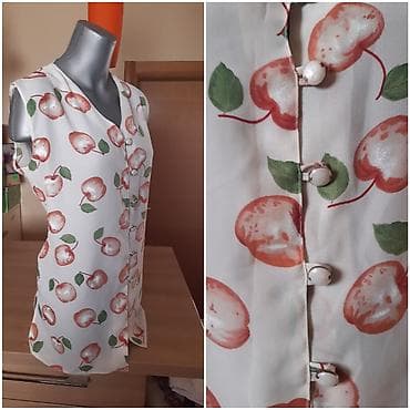 ideal pantalone: Ženska bezrukavna košulja sa printom trešanja - Model: bez rukava — 2