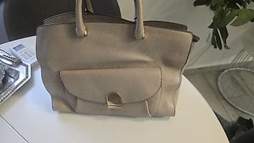 Other Accessories: Elegantna ženska torba od prirodne, zrnaste kože u bež/taupe nijansi — 1