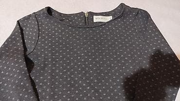 sandale s platformom: Haljina Bien Bleu – tamnosiva, uska, sa sitnim tačkicama - Brend — 2