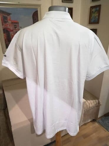 pantalone za punije: Nova muska pamucna markirana majica sa kragnom Lacoste Bela 4XL 5XL — 5