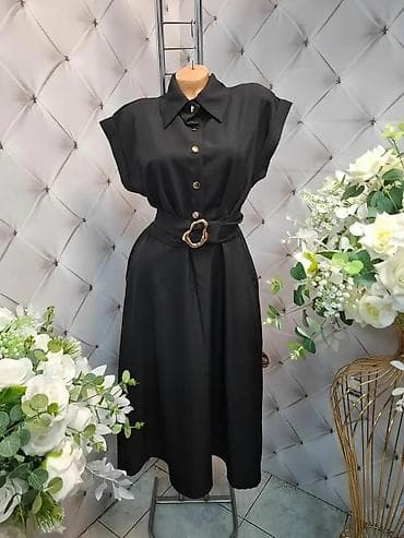 cipele ruma: Košulja-haljina midi dužine sa pojasom - Stil: elegantna — 1