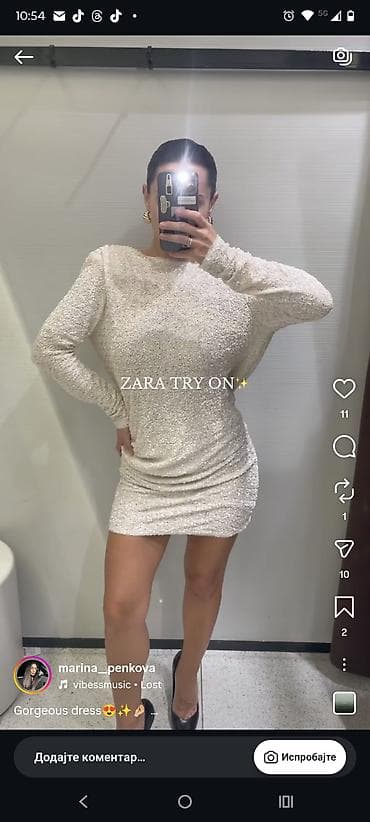 pertle za cipele: ZARA mini haljina sa šljokicama - Model: kratka, pripijena silueta — 2