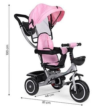 deciji tricikli guralice: ECOTOYS 2u1 tricikl sa rotirajućim sedištem i sklopivom tendom – Pink — 4