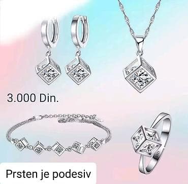 van cleef ogrlica cena: Posreberni set nakita sa kockastim kristalima – komplet: minđuše — 2