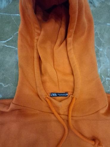 zara papuce sa cirkonima: Kratki dukser (crop hoodie) – ZARA - Boja: narandžasta - Model: crop — 3