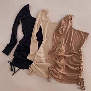 lateks maske: Haljina jedan rukav sa trakama sa strane za nabiranje sa elastinom — 1