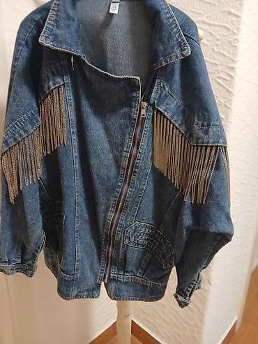 pandora slovo m: Džins jakna sa resama od metalnih lančića - Materijal: klasičan plavi — 1