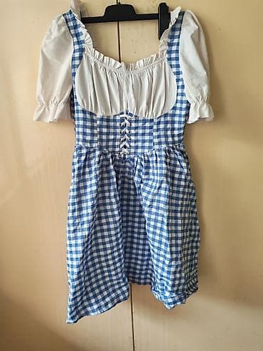 balextra haljine: Plavo-bela karirana haljina u stilu dirndla sa belom bluzom - Gornji — 1