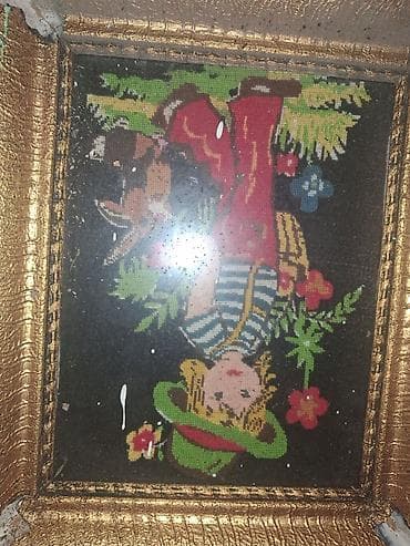 gobleni slike: Ručni goblen sa motivom cveća u pozlaćenom, dekorativnom ramu. - — 2