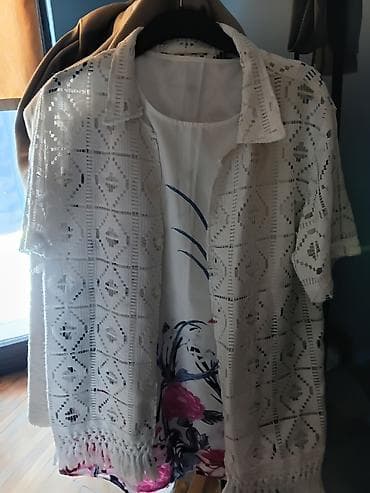 set za negu bebe: Ženska letnja kombinacija – bluza bez rukava + heklani kardigan - — 9