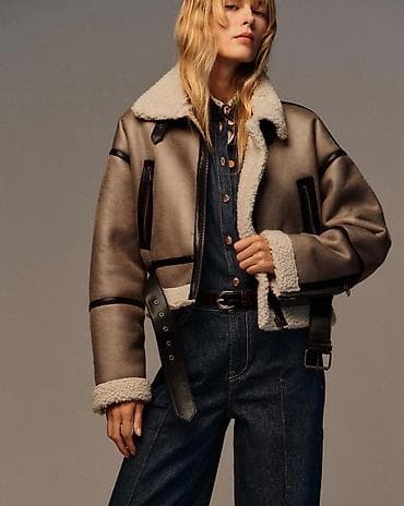 casio sat sa digitronom: ZARA kratka aviator jakna sa veštačkim krznom (shearling stil) - — 2