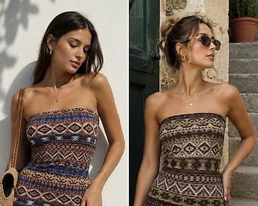 Crop top majica sa etno/boho printom. - Dizajn: višebojni