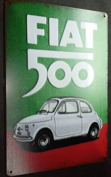 teretne gume 15 c: Dekorativna metalna retro tablica - FIAT 500 Dekorativna metalna — 2