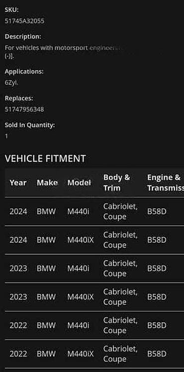 gurtne za auto: VEZNI LIM M SPORT 440 ZA BMW M440I | BMW 4 m440 vezni lim usisnik — 5