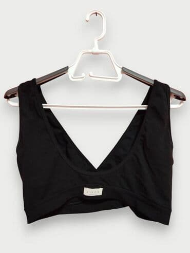 zara pantalone visoki struk: Cotton, Without cups, color - Black — 2