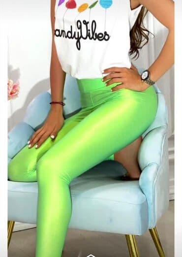push up helanke: S (EU 36), Lycra, color - Green, Single-colored — 2