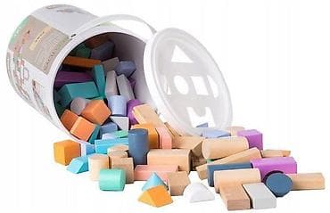 Drvene kocke 100 komada sa kanticom i sorterom – ECOTOYS Šifra