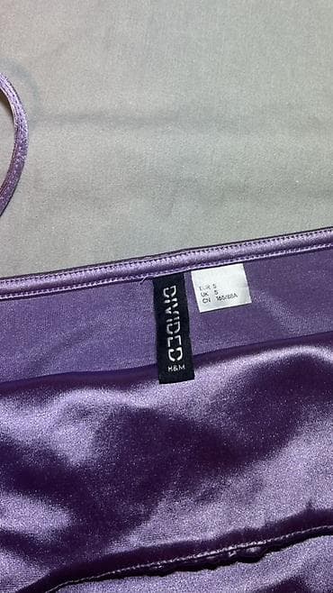 haljine sečene ispod grudi: H&M Divided top na bretele od satenskog materijala u ljubičastoj — 4