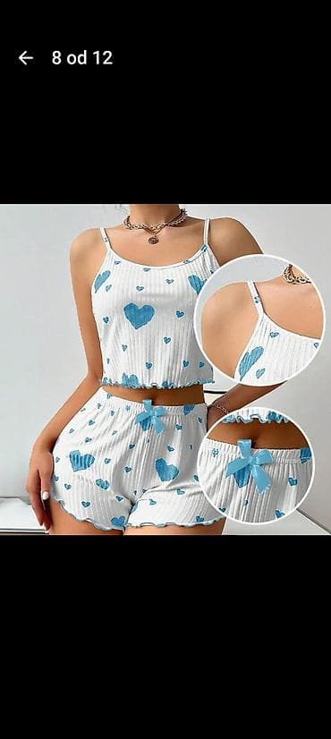 Muška obuća: Ženski komplet za spavanje/druženje – top na tanke bretele i šorts - — 8