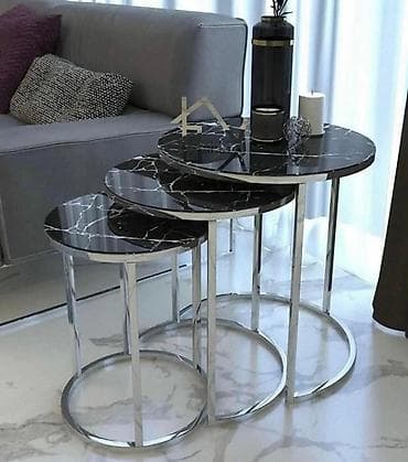 tabure za igracke: Set od 3 okrugla klub/stočića – “nesting” model - Dizajn: tri stočića — 3