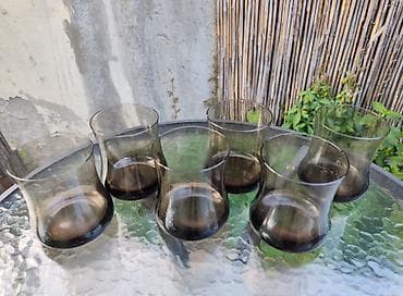 teflon za peglu: Vintage set čaša od dimljenog stakla (Smoky glass) - 6 kom ​Na prodaju — 2