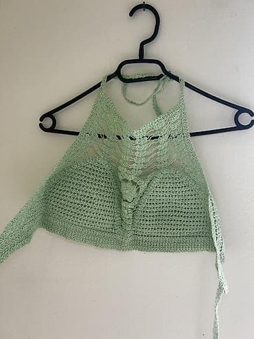 majice 8 razred: Pleteno/hek­lano letnje topić – mentol zelena boja - Ručni rad — 2