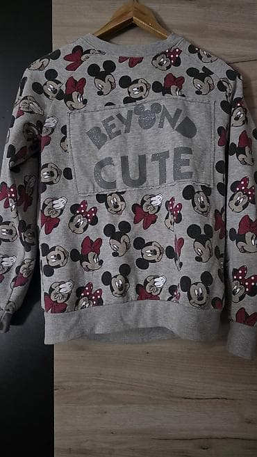 kolica za školsku torbu: Dečji duks sa likovima Mikija i Mini Maus, sivi melanž. - Allover — 2