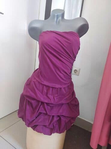 crop top h m: Elegantna koktel haljina bez bretela u intenzivnoj magenta/ljubičastoj — 1