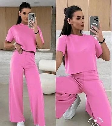 kapi za kosu avon: Ženski komplet – široke pantalone + kratka majica - Dvodijelni set — 4