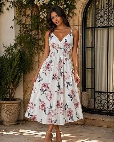 haljine od viskoze: Letnja midi haljina sa cvetnim printom - Kroj: midi dužina, A-linija — 7
