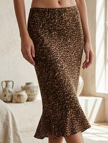 Lične stvari: Suknja sa leopard printom, dužine ispod kolena, sa blago zvonastim — 1