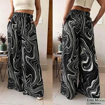 tople pantalone: Ženske široke pantalone sa printom – Emi Moda, Made in Italy - Kroj — 8