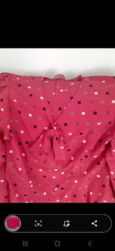 pepco nova varos: Ženska bluza sa mašnom – roze/crvena podloga sa sitnim kvadratima - — 2