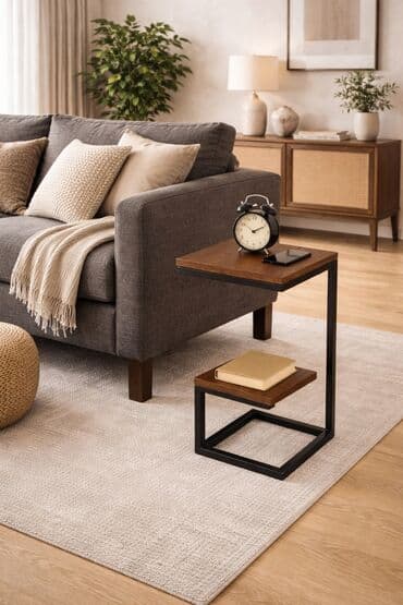 police shock in scent: Noćni stočić – moderan industrijski dizajn - Oblik: „C“ konstrukcija — 1